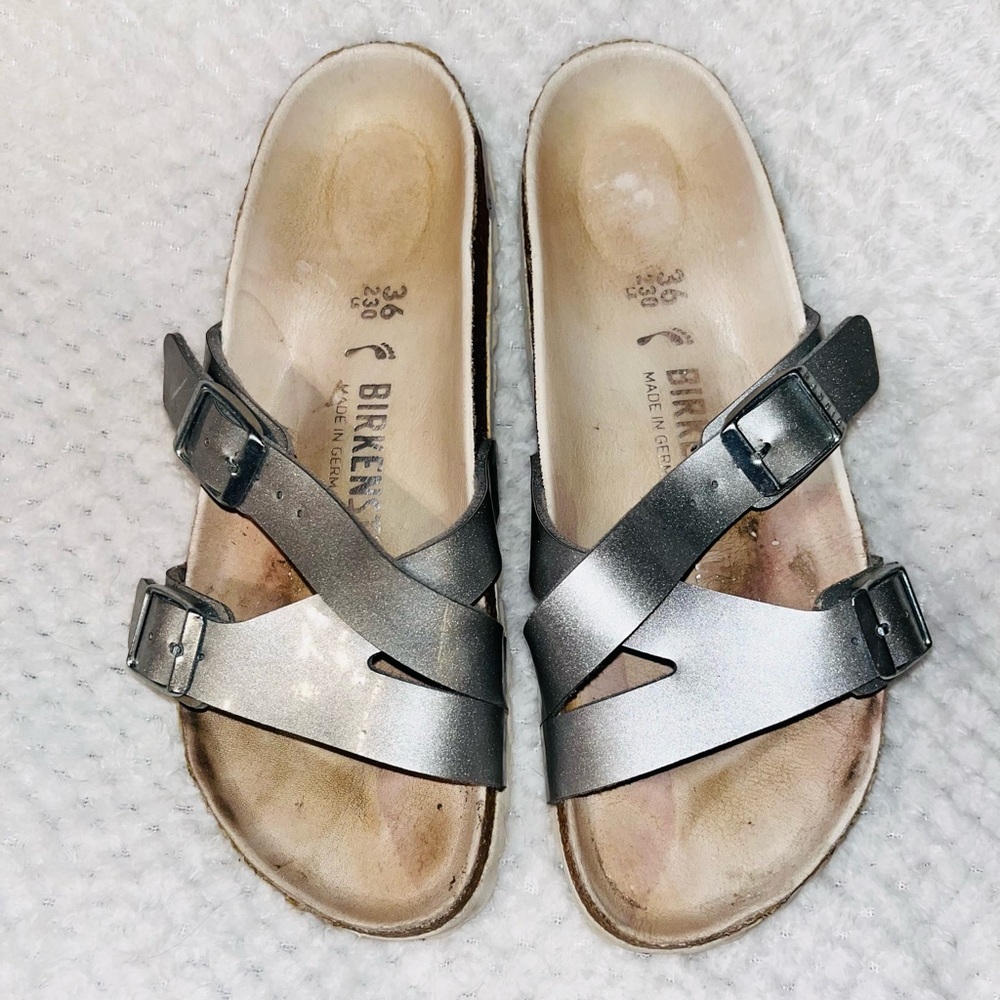 Birkenstock Salina Silver Sandals sz 36